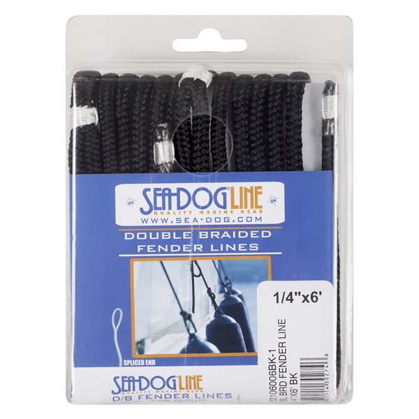 Sea Dog Ligne de défense double 6' - 1/4″ - Nylon - Doublement tressé