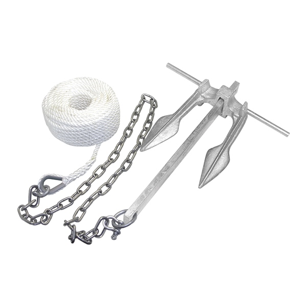 Kimpex Ensemble galvanisé #8 d'ancre à pattes et griffes avec ligne d'ancrage de 50' 15 lb