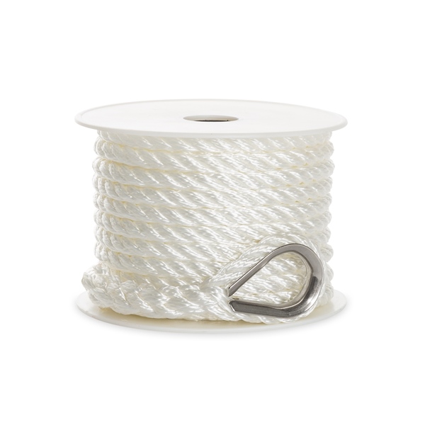 Kimpex Ligne d’ancre à 3 brins 50' - 3/8″ - Nylon - Torsadé à 3 brins
