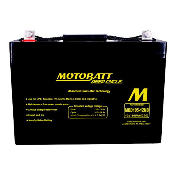 Motobatt Batterie AGM à décharge profonde - Groupe 27 MBD105-12NB