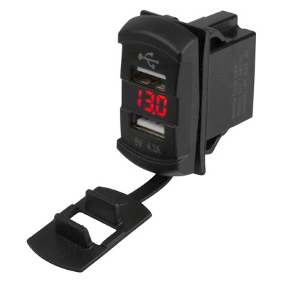 Sea Dog Voltmètre à double prise USB