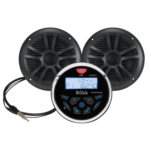 Boss Audio Ensemble de récepteur audio avec haut-parleur noir Marine - 2 - 180 W